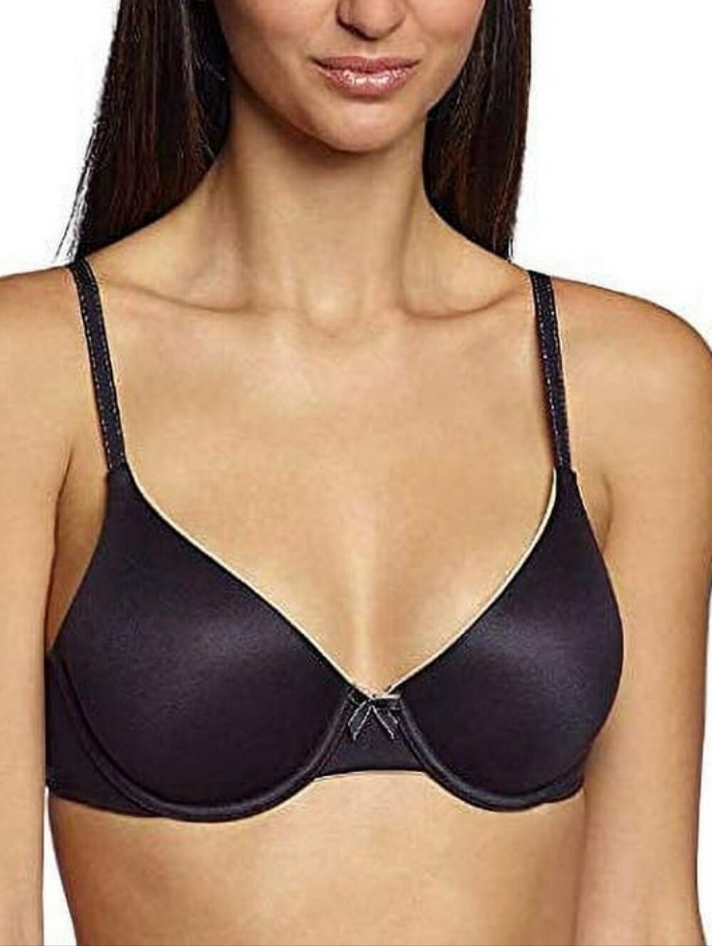 Maidenform Comfy Soft Demi Underwire Bra Black Nude Trim Size 38B Style 09402C